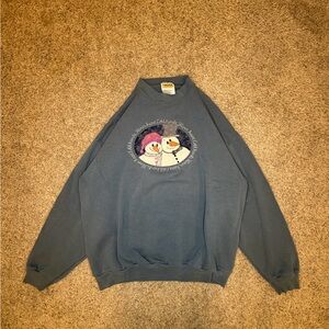 Vintage Tultex Snowman Embroidered Sweatshirt Blue Men’s L